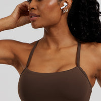 Essential Built-In Bra Crop Tank Top | Cocoa