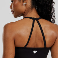 Essential Built-In Bra Crop Tank Top | Black