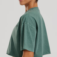 Comfort Oversized Cropped Short Sleeve T-Shirt Washed | Sage