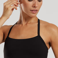 Essential Built-In Bra Midi Tank | Black