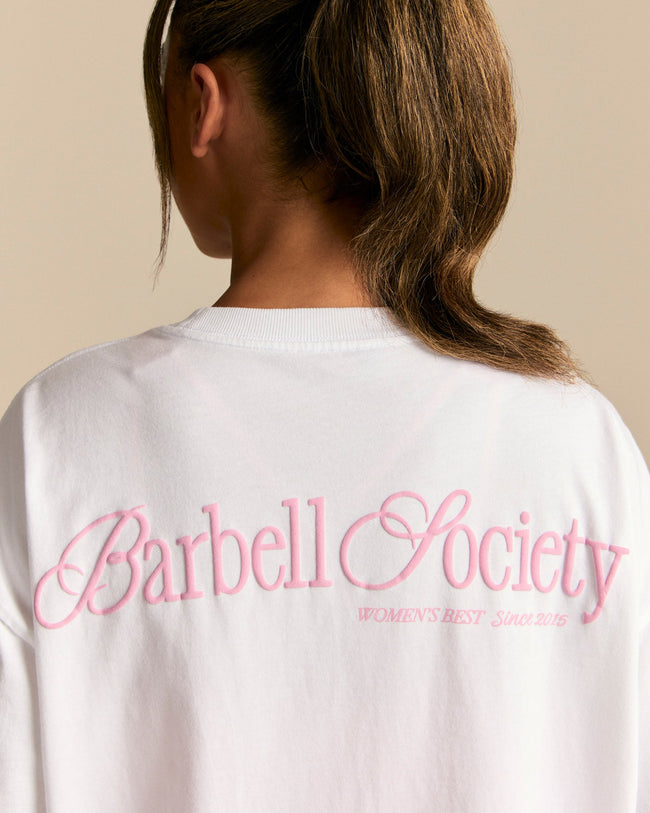 Comfort Oversized Barbell Society Short Sleeve T-Shirt | White (3/6)