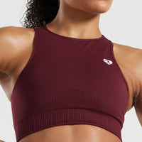 Power Seamless High Neck Bra | Dark Cherry