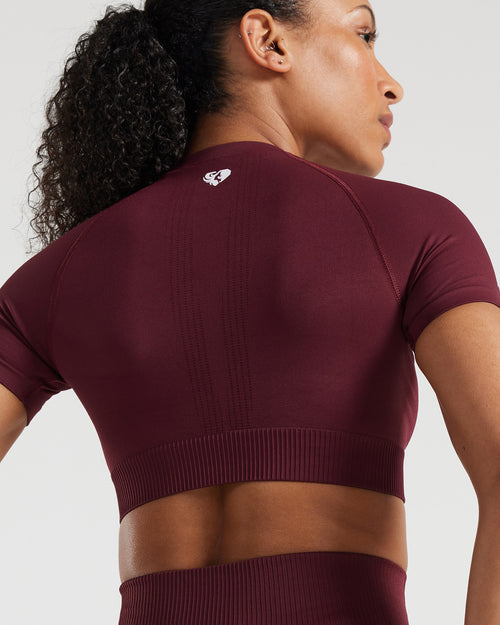Power Short Sleeve Crop Top | Dark Cherry