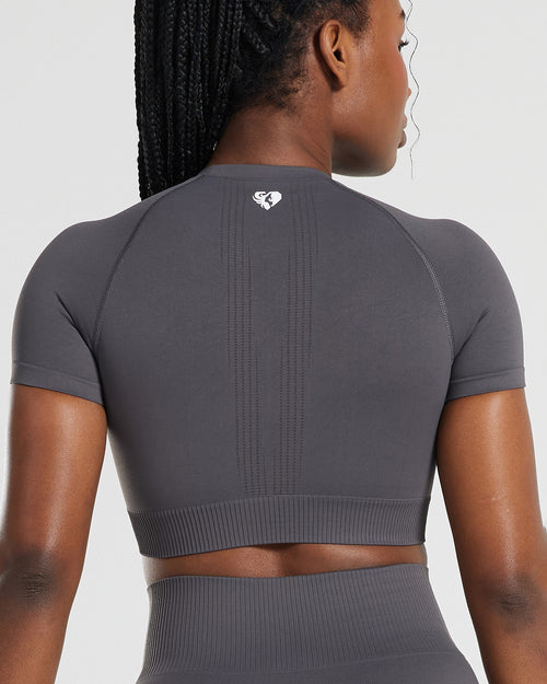 Power Short Sleeve Crop Top | Graphite
