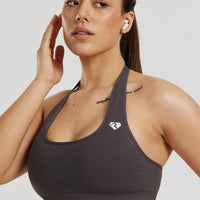 Power Seamless Halter Neck Bra | Graphite