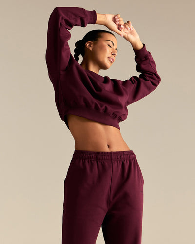 Comfort Outdoor Cropped Crew Neck | Merlot
