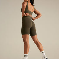 Power High Waist Cycling Shorts | Dark Olive