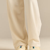 Comfort Lightweight Straight Leg Mid Waist Joggers | Coconut White