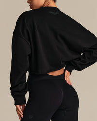 Comfort Lightweight Cropped Sweat | Black
