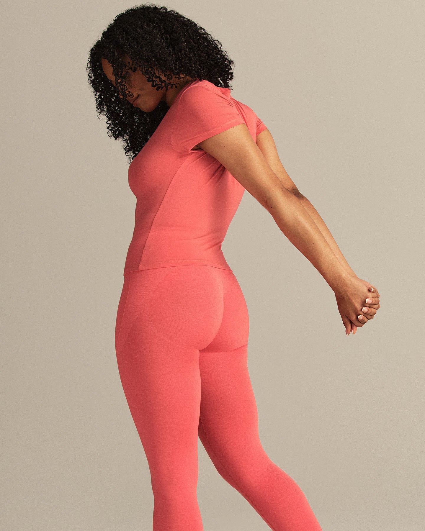 Smooth Contour Midi Short Sleeve T-Shirt | Sunlit Coral