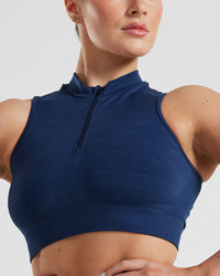 Define Seamless Half Zip Crop Tank | Sapphire Blue