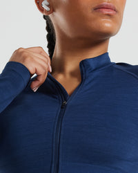 Define Seamless Crop Zip Jacket | Sapphire Blue