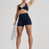 Essential Twist Front Halter Bra | Sapphire Blue