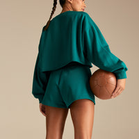Comfort Lightweight Raw Edge Oversized Crew Neck | Eden Green