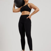 Motion Seamless Straight Neck Bra | Black