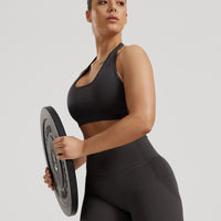 Motion Seamless Halter Bra | Graphite