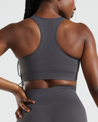 Power Seamless High Neck Bra | Graphite