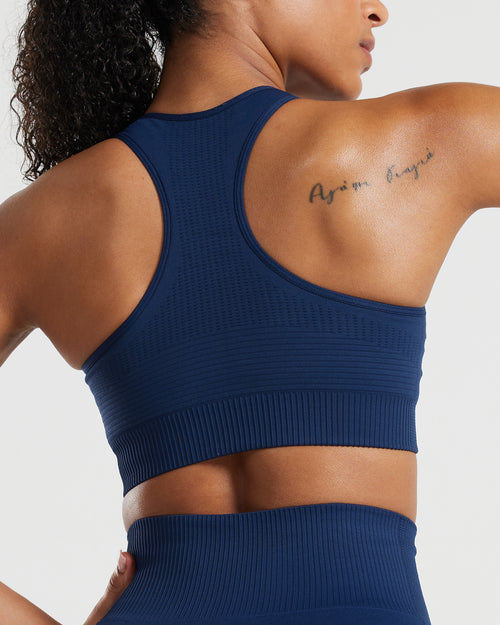 Power High Neck Bra | Sapphire Blue