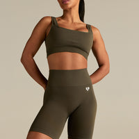 Power High Waist Cycling Shorts | Dark Olive
