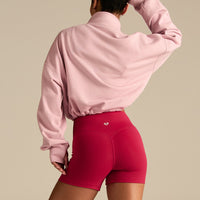 Comfort Lightweight Half Zip Draw Hem Sweat | Sweet Pink