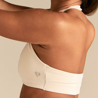 Essential Twist Front Halter Bra | Coconut White