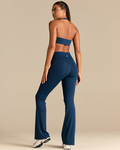 Essential Twist Front Halter Bra | True Navy