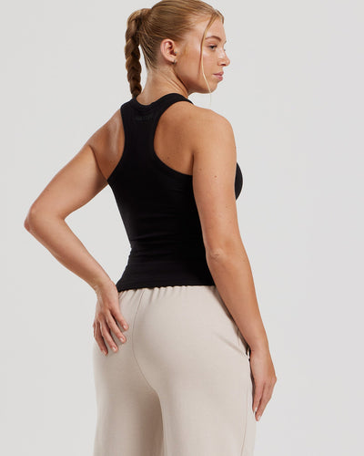 Comfort Ribbed Midi Tank | Black