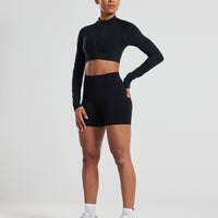 Define Seamless Crop Zip Jacket | Black