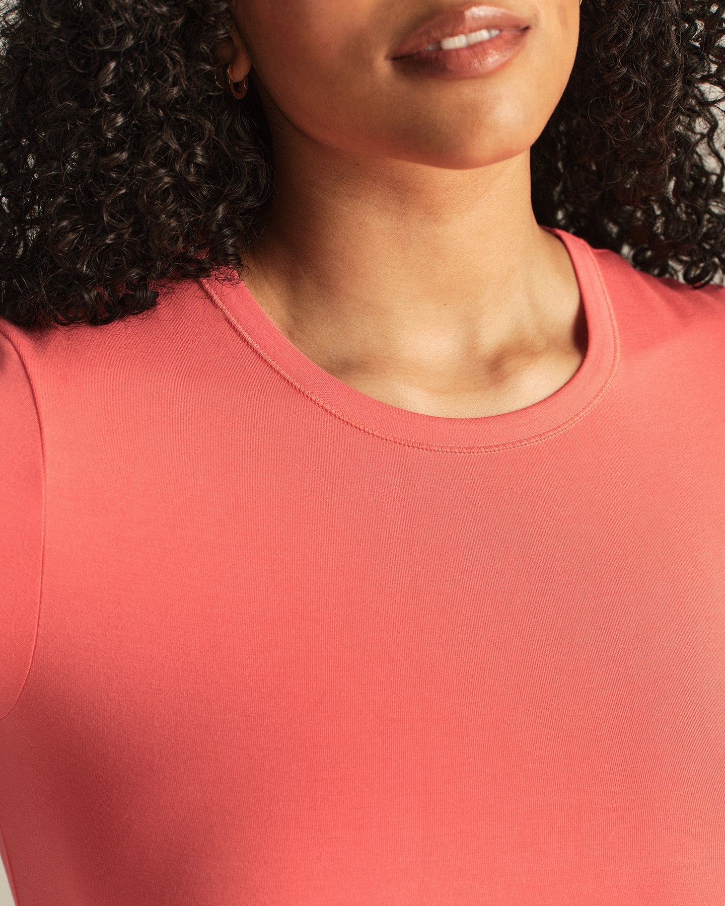 Smooth Contour Midi Short Sleeve T-Shirt | Sunlit Coral