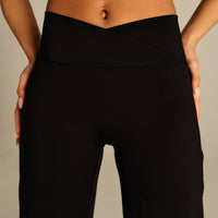 Essential Wrap High Waist Straight Leg Pants | Black