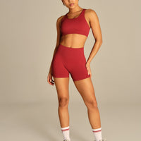 Power Enhanced High Waist Shorts | True Red