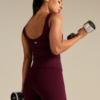 Essential Built-In Bra Scoop Back Tank | Merlot