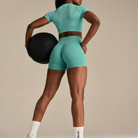 Power Seamless Scrunch Shorts | Marine Green