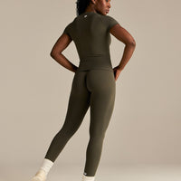 Power Seamless Short Sleeve Top | Dark Olive