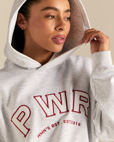 Comfort Oversized PWR Hoodie | Light Grey Marl
