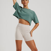 Comfort Oversized Cropped Short Sleeve T-Shirt Washed | Sage