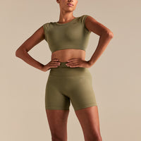 Motion Seamless Open Back Short Sleeve Crop Top | Willow