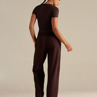 Smooth Contour Midi Short Sleeve T-Shirt | Cafe Noir