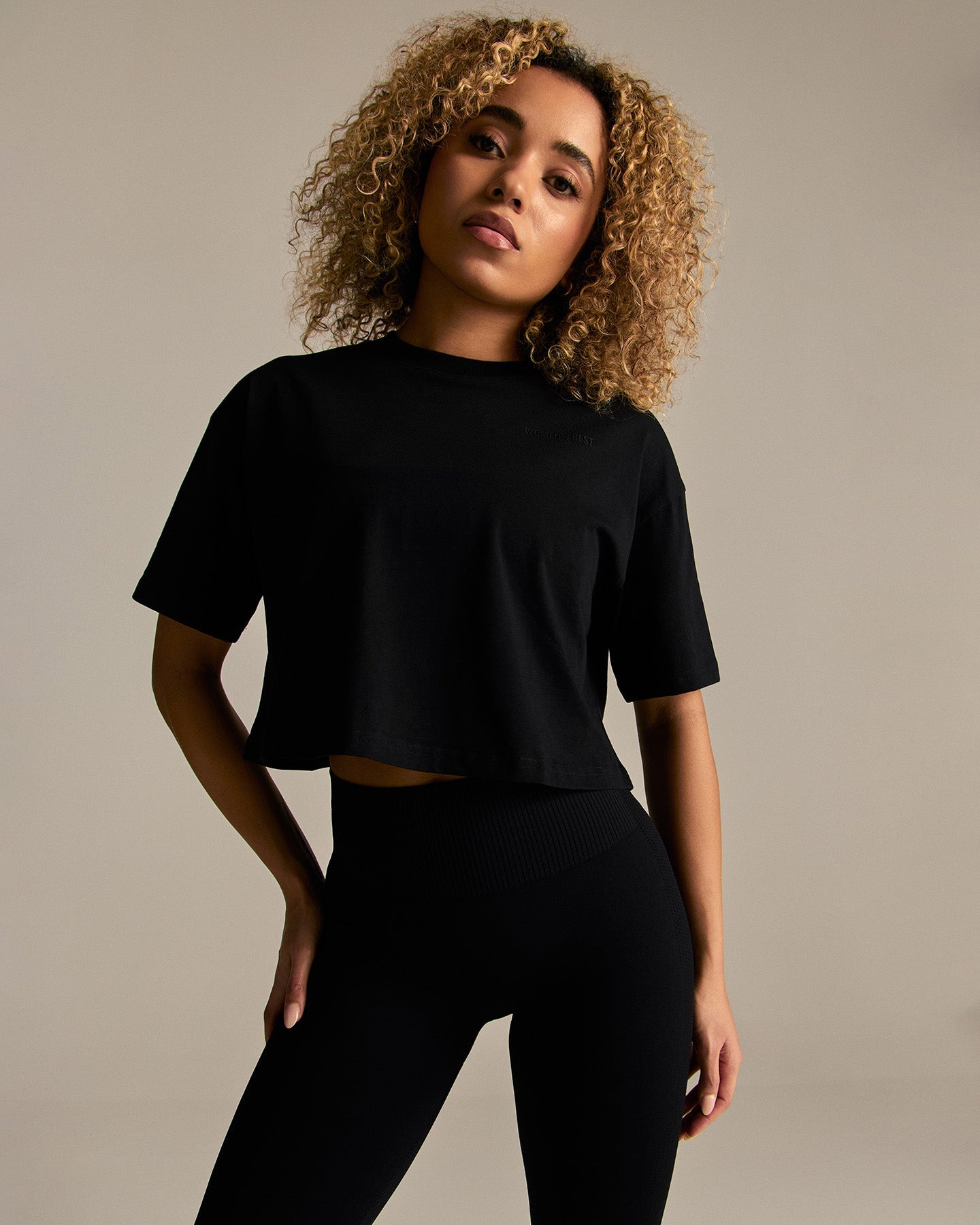 Comfort WB Logo Oversized Cropped T-Shirt | Black