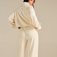 Comfort Lightweight Half Zip Draw Hem Sweat | Coconut White