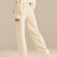 Comfort Lightweight Straight Leg Mid Waist Joggers | Coconut White