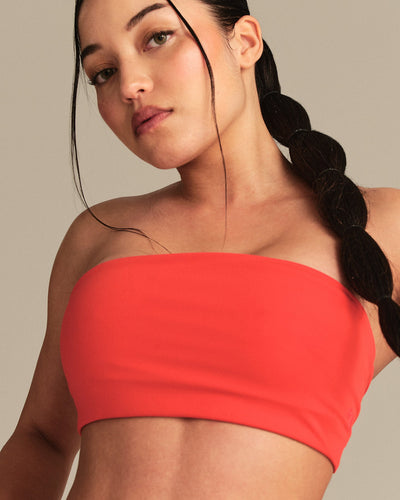 Essential Twist Back Bandeau Bra | Lava Red