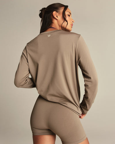 Lightweight Seamless Long Sleeve T-Shirt | Taupe Grey