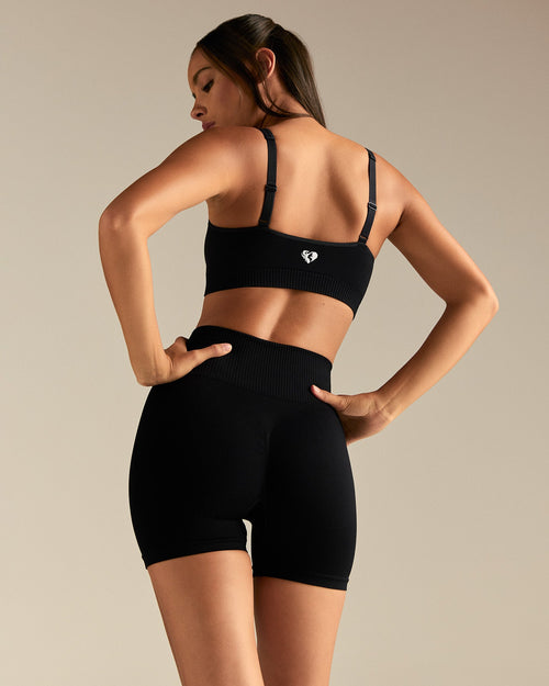 Power Seamless Zip Front Bra | Black
