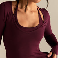 Smooth Contour Long Sleeve Reversible T-Shirt | Merlot
