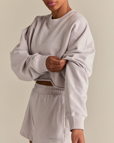 Comfort Lightweight Cropped Sweat | Steel Grey