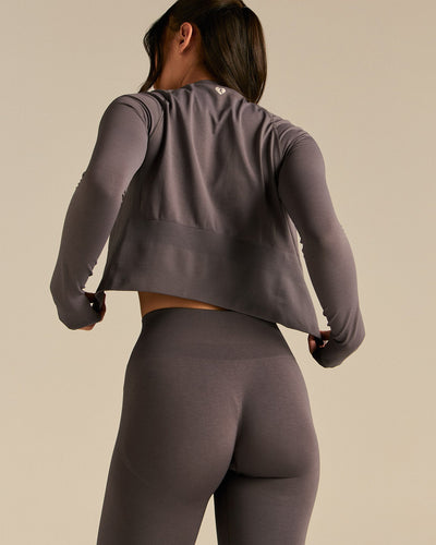 Define 2.0 Seamless Full Zip Midi Jacket | Slate Grey