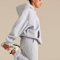 Comfort Oversized Sports Club Hoodie | Silver Grey Marl