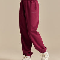 Comfort Mid Waist Cuffed Hem Joggers | Deep Berry (1/6)