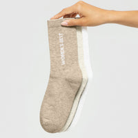 Crew Socks (3PK) | Off White/Buff/White